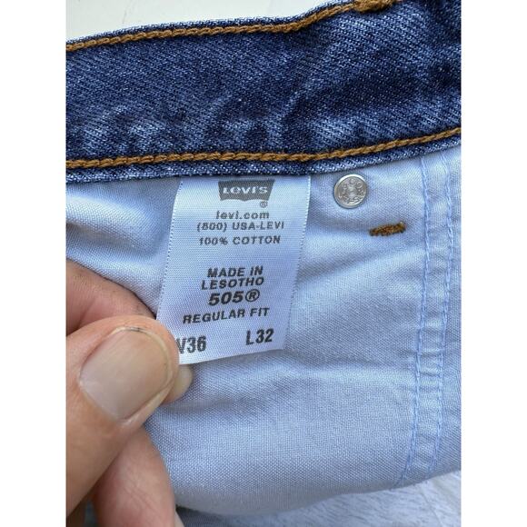 Levi’s 505 Regular Fit Jeans Men’s Size 36x32 Blue Denim Straight Leg - Picture 4 of 6